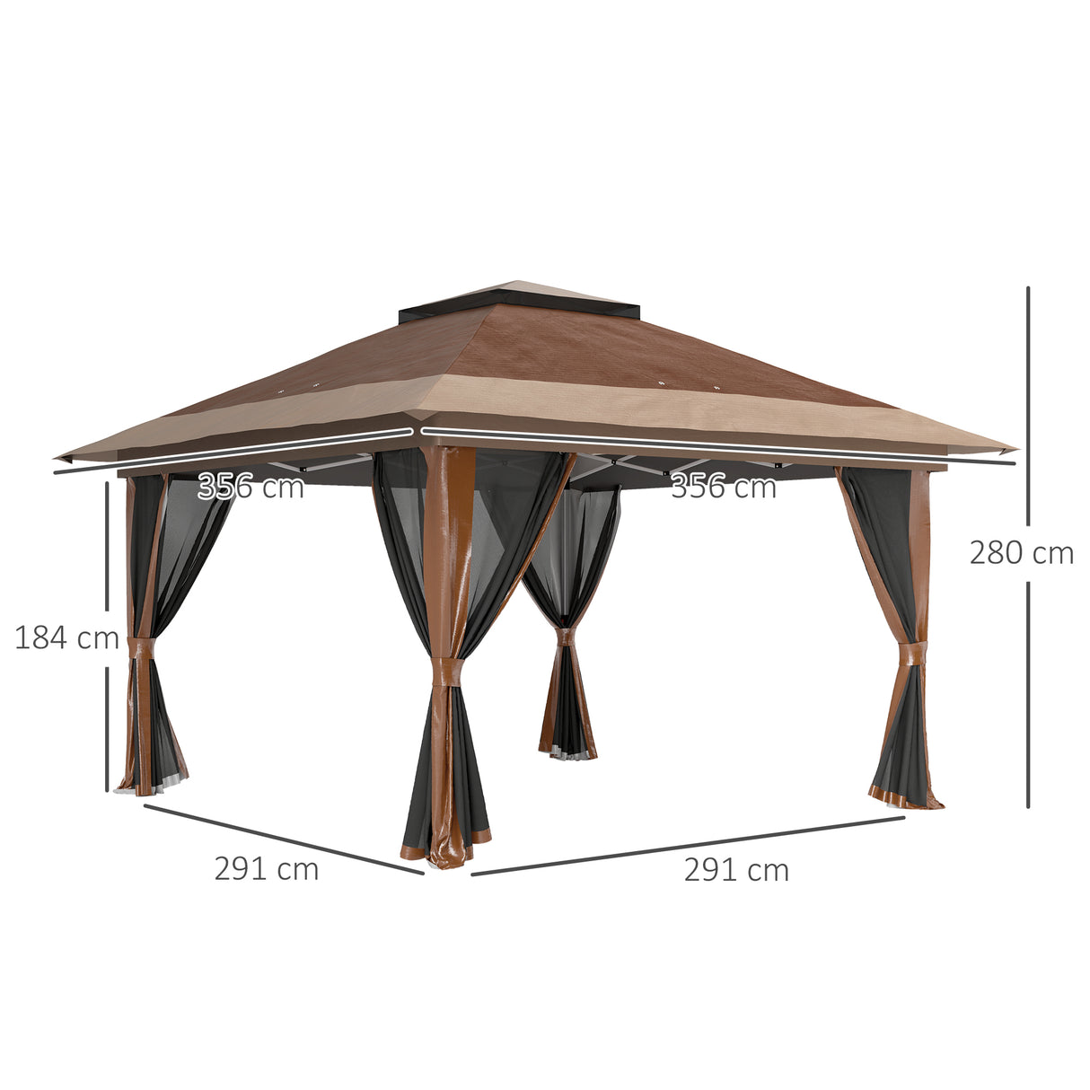 Metal Pop Up Gazebo 356cm Width x 356 Depth - Velmora