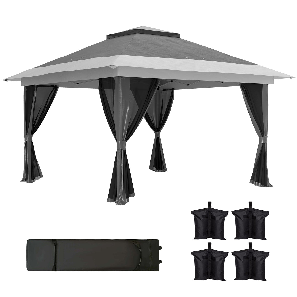 Metal Pop Up Gazebo 356cm Width x 356 Depth - Velmora