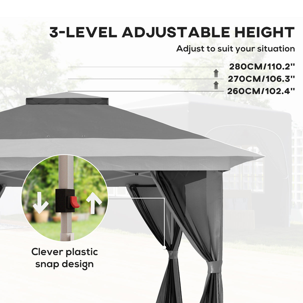 Metal Pop Up Gazebo 356cm Width x 356 Depth - Velmora