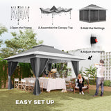 Metal Pop Up Gazebo 356cm Width x 356 Depth - Velmora