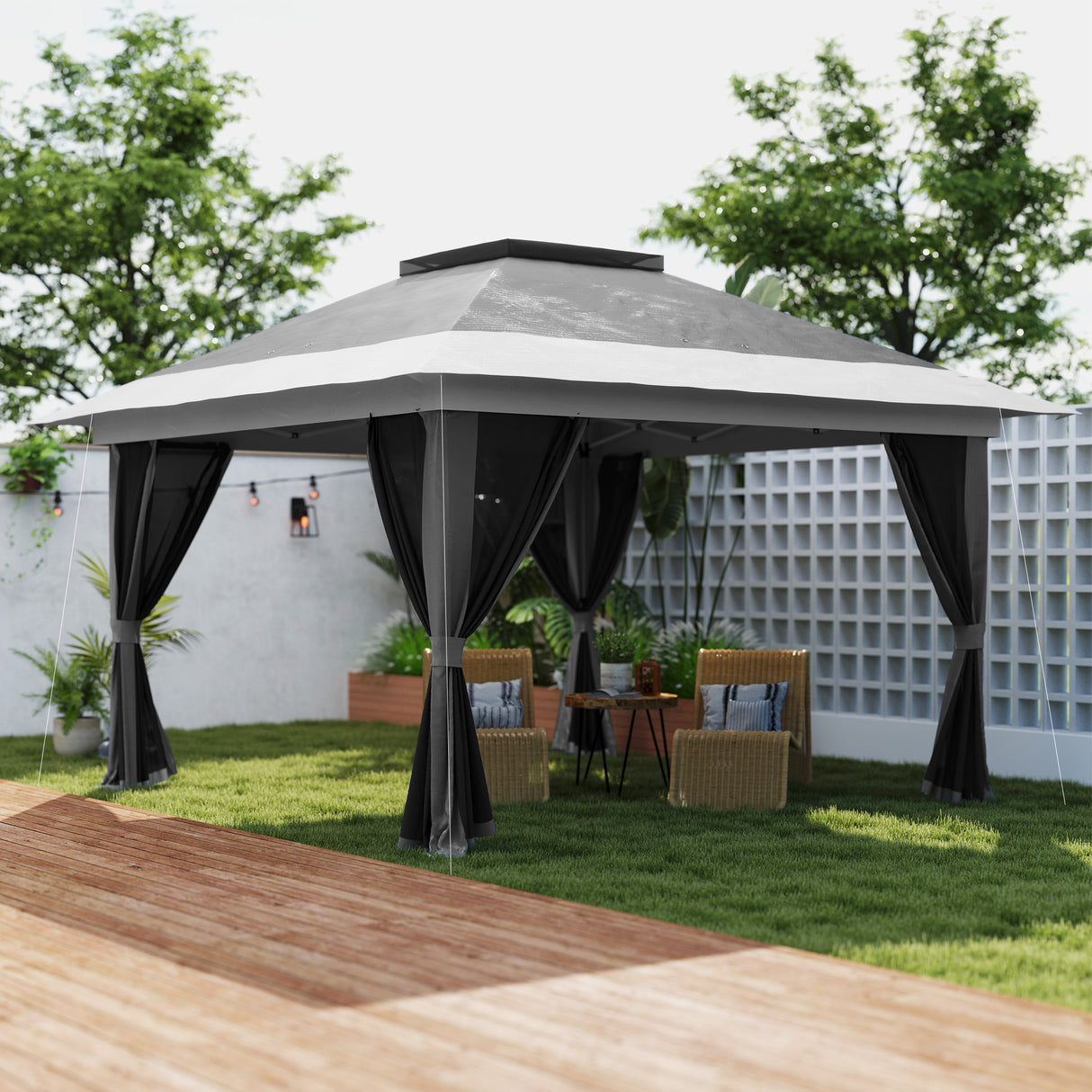 Metal Pop Up Gazebo 356cm Width x 356 Depth - Velmora