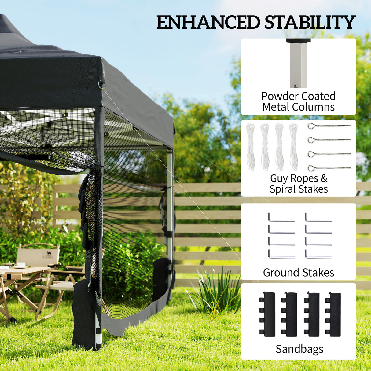 Metal Pop Up Gazebo 450cm Width x 300cm Depth With UPF50+ Heavy Duty - Velmora