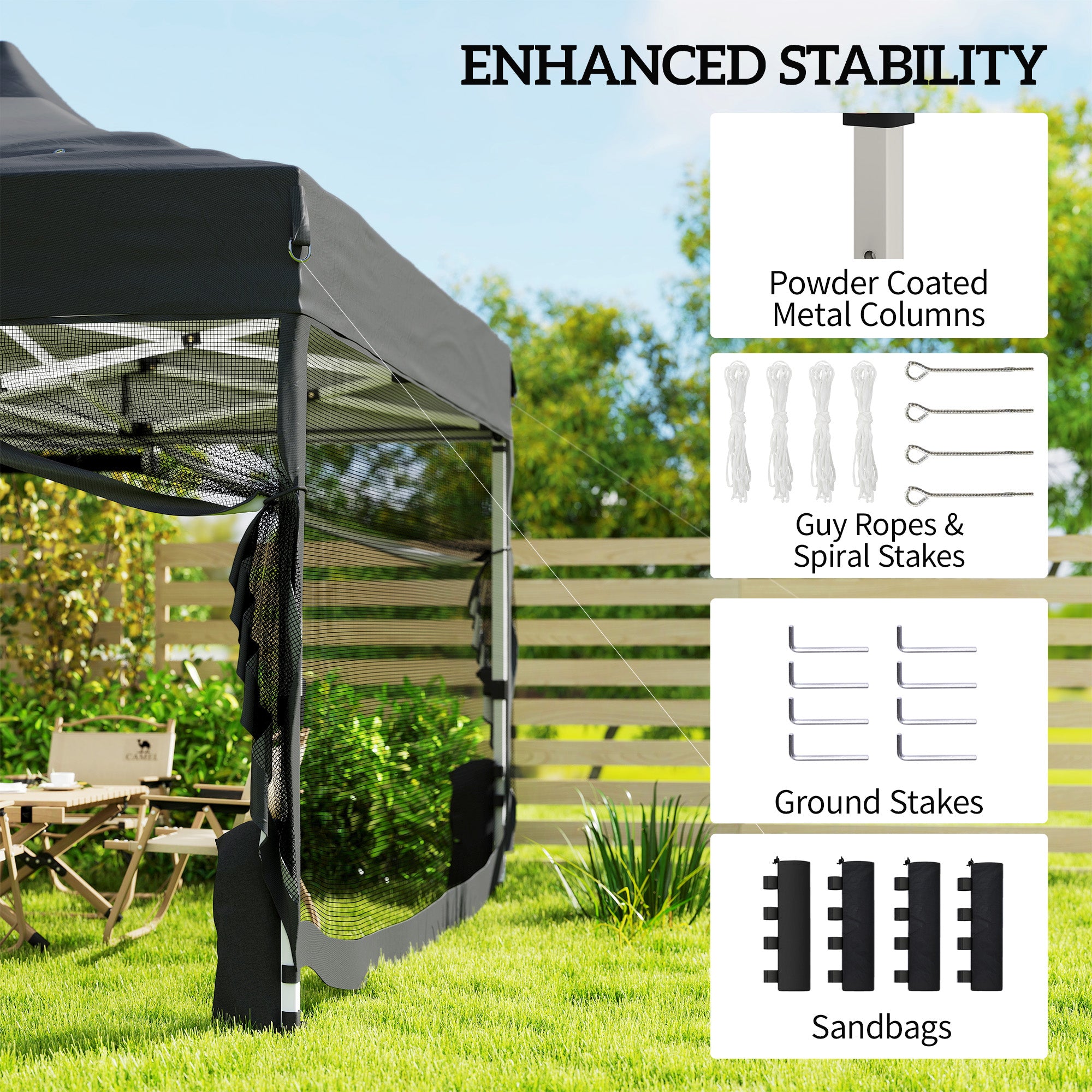 Metal Pop Up Gazebo 450cm Width x 300cm Depth With UPF50+ Heavy Duty - Velmora