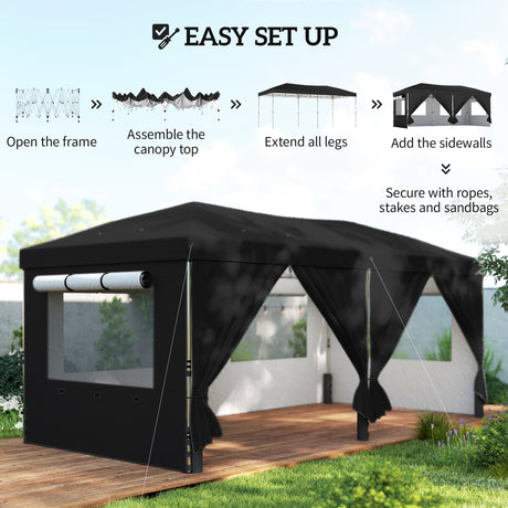 Metal Pop Up Gazebo Canopy 590cm Width x 297cm Depth With UV50+ Protection - Velmora