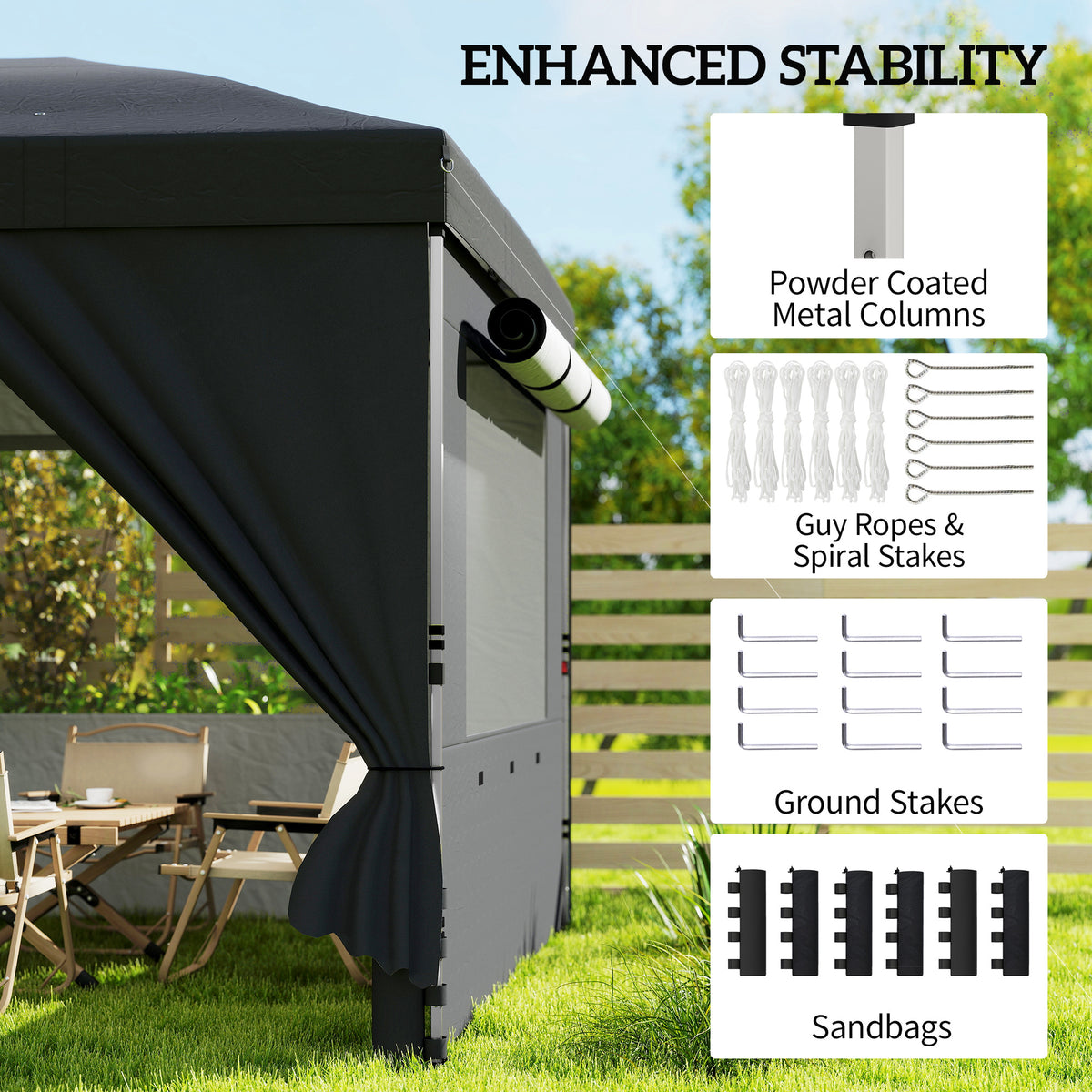 Metal Pop Up Gazebo Canopy 590cm Width x 297cm Depth With UV50+ Protection - Velmora