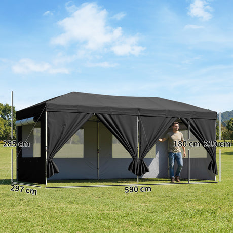 Metal Pop Up Gazebo Canopy 590cm Width x 297cm Depth With UV50+ Protection - Velmora