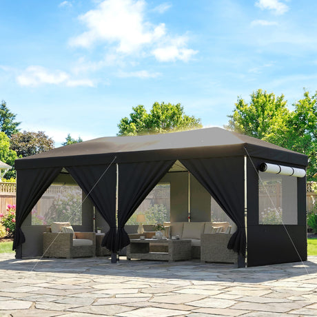 Metal Pop Up Gazebo Canopy 590cm Width x 297cm Depth With UV50+ Protection - Velmora