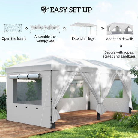 Metal Pop Up Gazebo Canopy 590cm Width x 297cm Depth With UV50+ Protection - Velmora