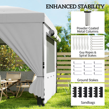 Metal Pop Up Gazebo Canopy 590cm Width x 297cm Depth With UV50+ Protection - Velmora