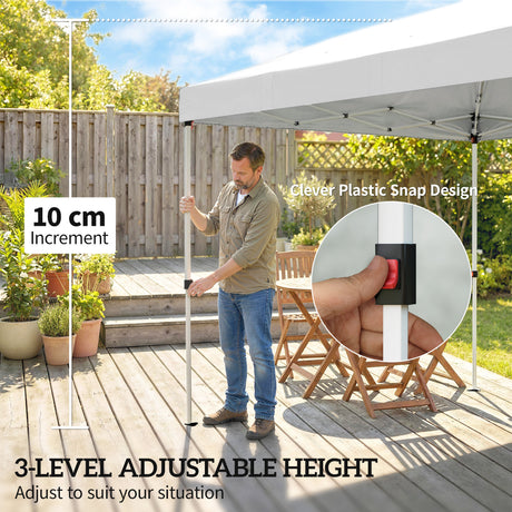 Metal Pop Up Gazebo Canopy 590cm Width x 297cm Depth With UV50+ Protection - Velmora