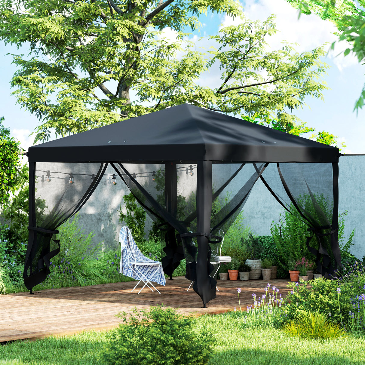 Metal Pop Up Gazebo Garden Tent Canopy 295cm Width x 295 Depth - Velmora