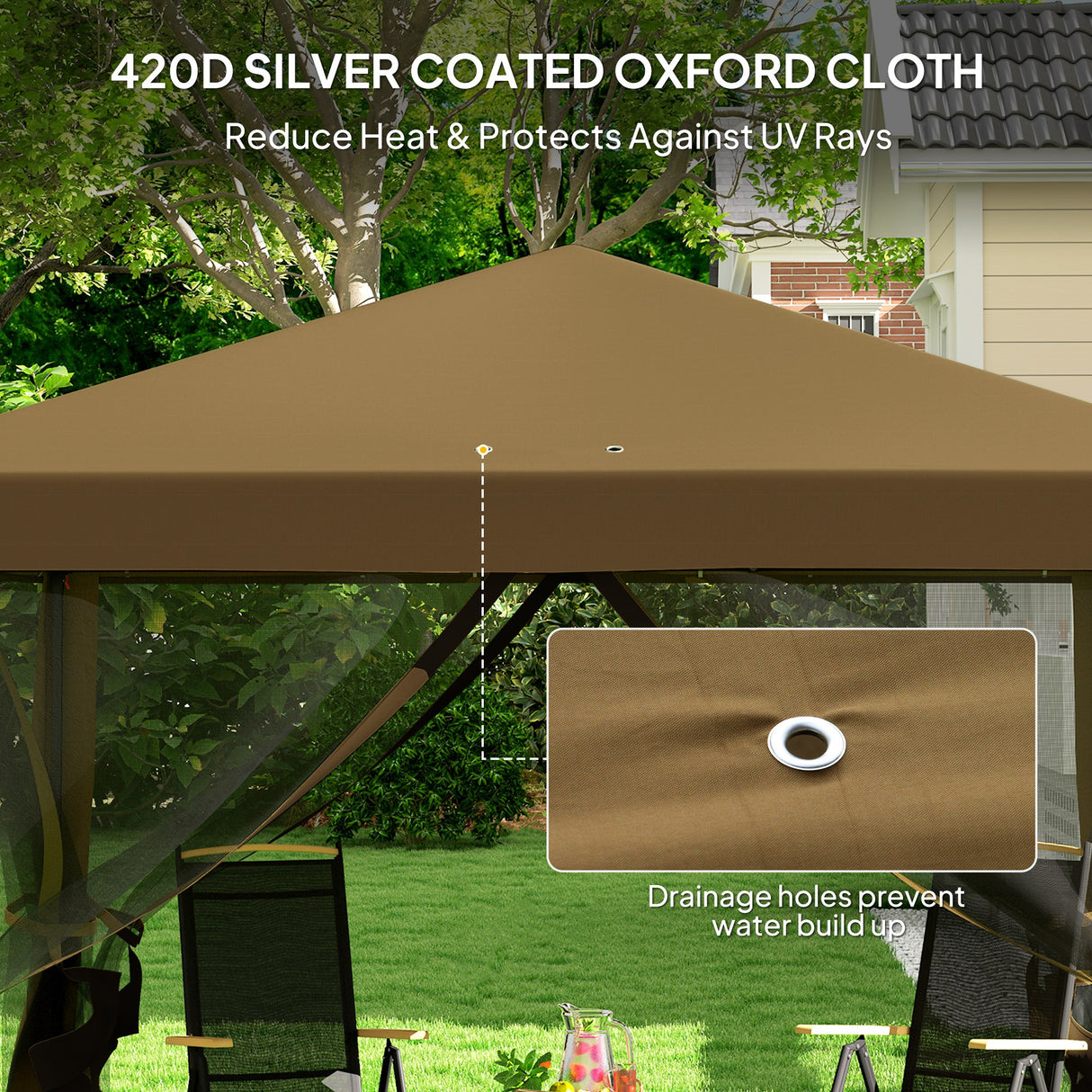 Metal Pop Up Gazebo Garden Tent Canopy 295cm Width x 295 Depth - Velmora