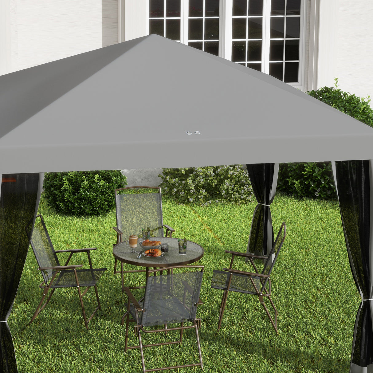 Metal Pop Up Gazebo Garden Tent Canopy 295cm Width x 295 Depth - Velmora
