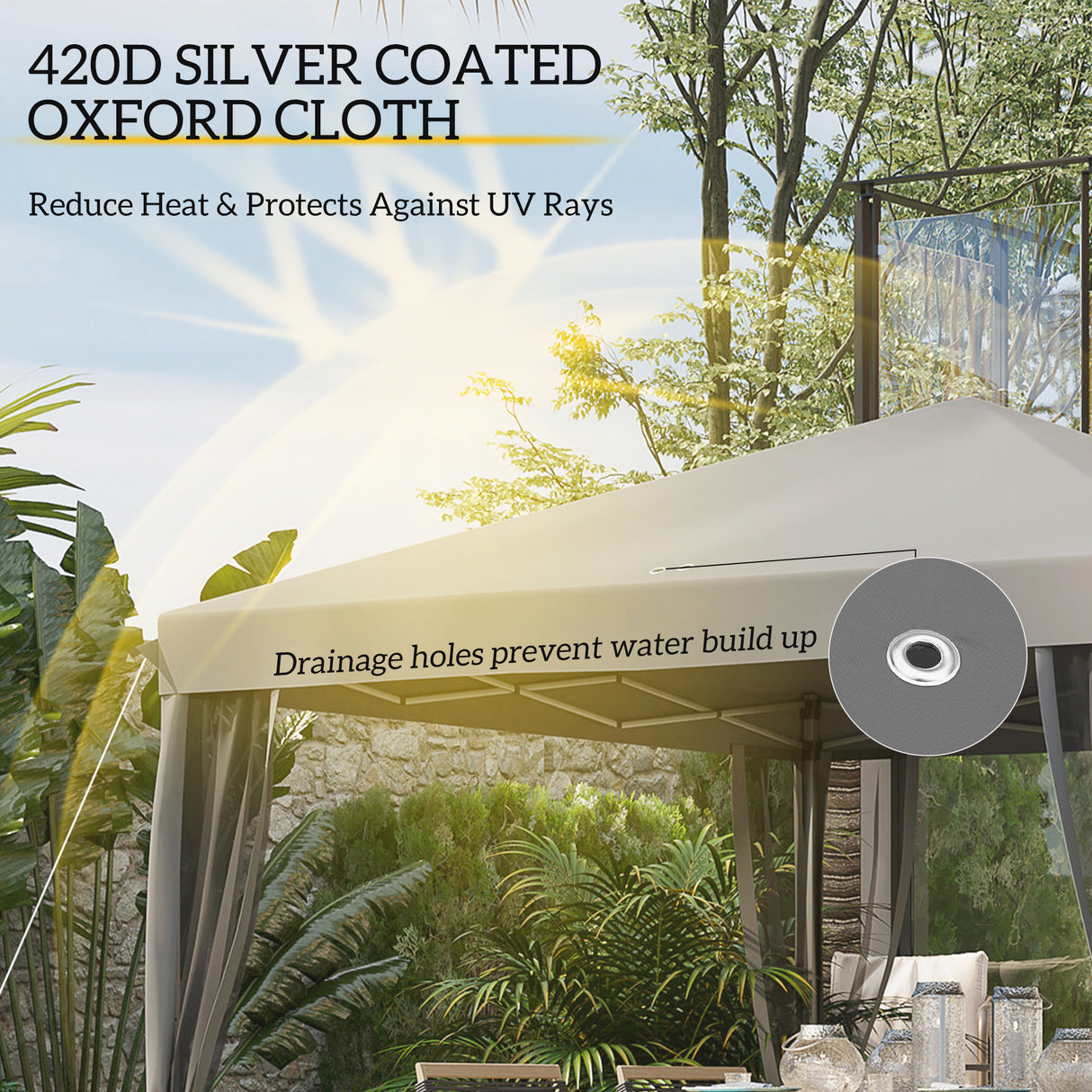 Metal Pop Up Gazebo Garden Tent Canopy 295cm Width x 295 Depth - Velmora