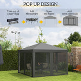 Metal Pop Up Gazebo Garden Tent Canopy 295cm Width x 295 Depth - Velmora