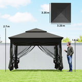 Metal Pop Up Gazebo Netting And Carry Bag 325cm Width x 325cm Depth - Velmora
