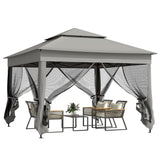 Metal Pop Up Gazebo Netting And Carry Bag 325cm Width x 325cm Depth - Velmora
