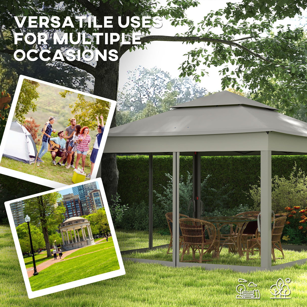 Metal Pop Up Gazebo Netting And Carry Bag 325cm Width x 325cm Depth - Velmora
