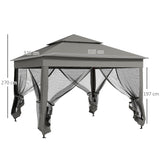 Metal Pop Up Gazebo Netting And Carry Bag 325cm Width x 325cm Depth - Velmora