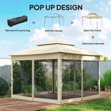 Metal Pop Up Gazebo Netting And Carry Bag 325cm Width x 325cm Depth - Velmora
