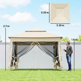 Metal Pop Up Gazebo Netting And Carry Bag 325cm Width x 325cm Depth - Velmora