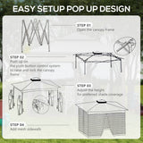 Metal Pop Up Gazebo Netting And Carry Bag 325cm Width x 325cm Depth - Velmora