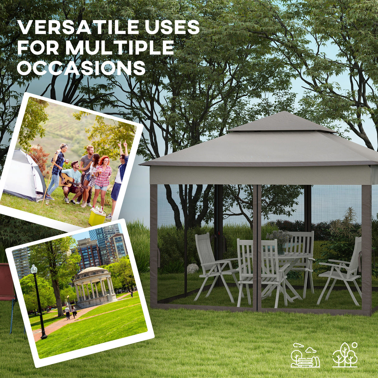Metal Pop Up Gazebo Netting And Carry Bag 325cm Width x 325cm Depth - Velmora