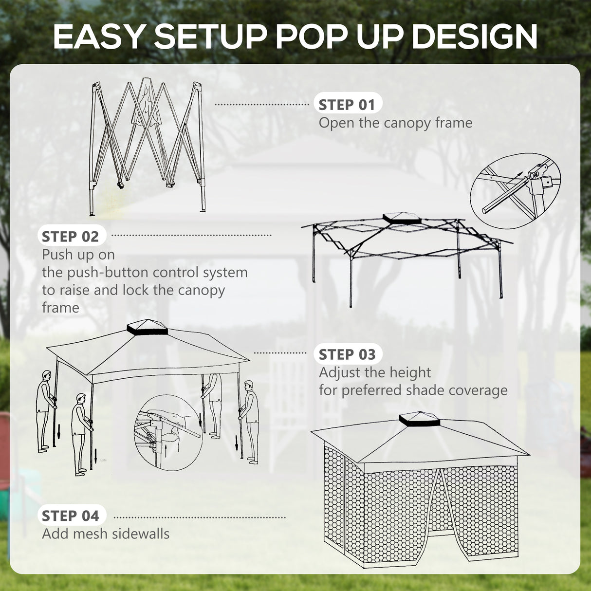 Metal Pop Up Gazebo Netting And Carry Bag 325cm Width x 325cm Depth - Velmora