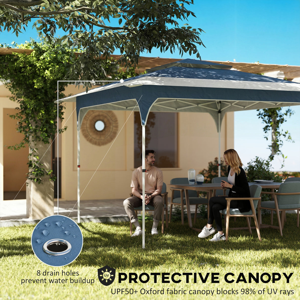 Metal Pop Up Gazebo Party Tent 285cm Width x 285cm Depth - Velmora