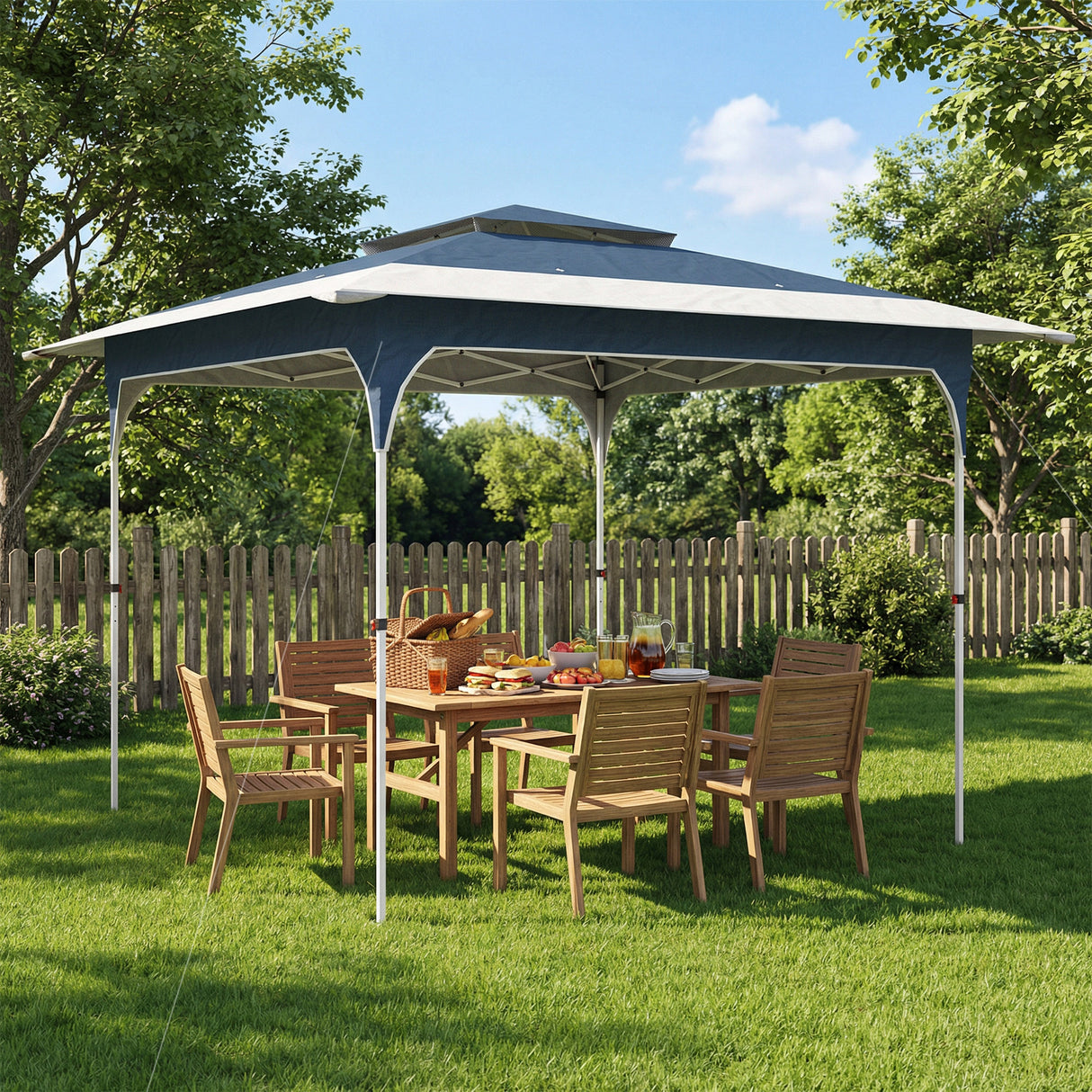 Metal Pop Up Gazebo Party Tent 285cm Width x 285cm Depth - Velmora