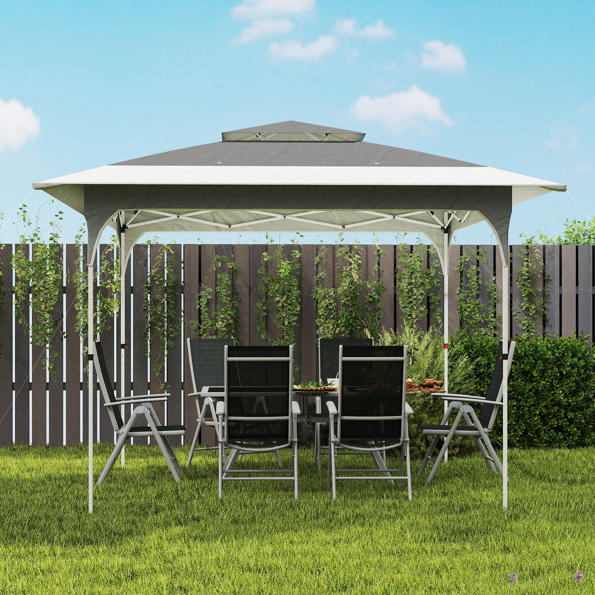 Metal Pop Up Gazebo Party Tent 285cm Width x 285cm Depth - Velmora