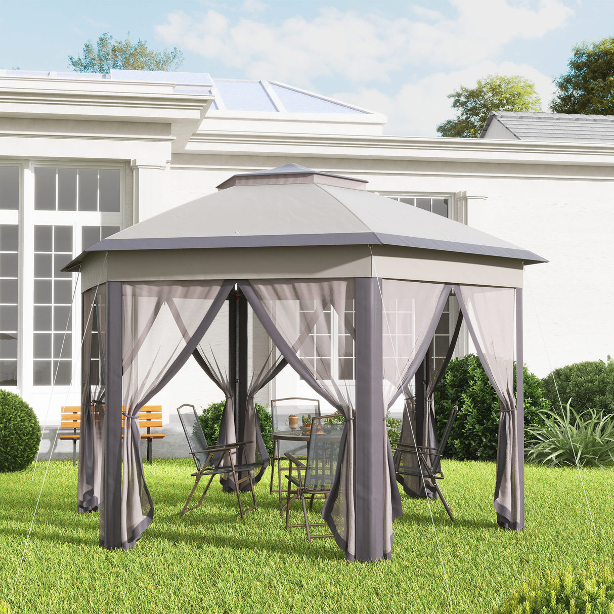 Metal Pop Up Gazebo Party Tent Canopy 405cm Width x 340cm Depth - Velmora