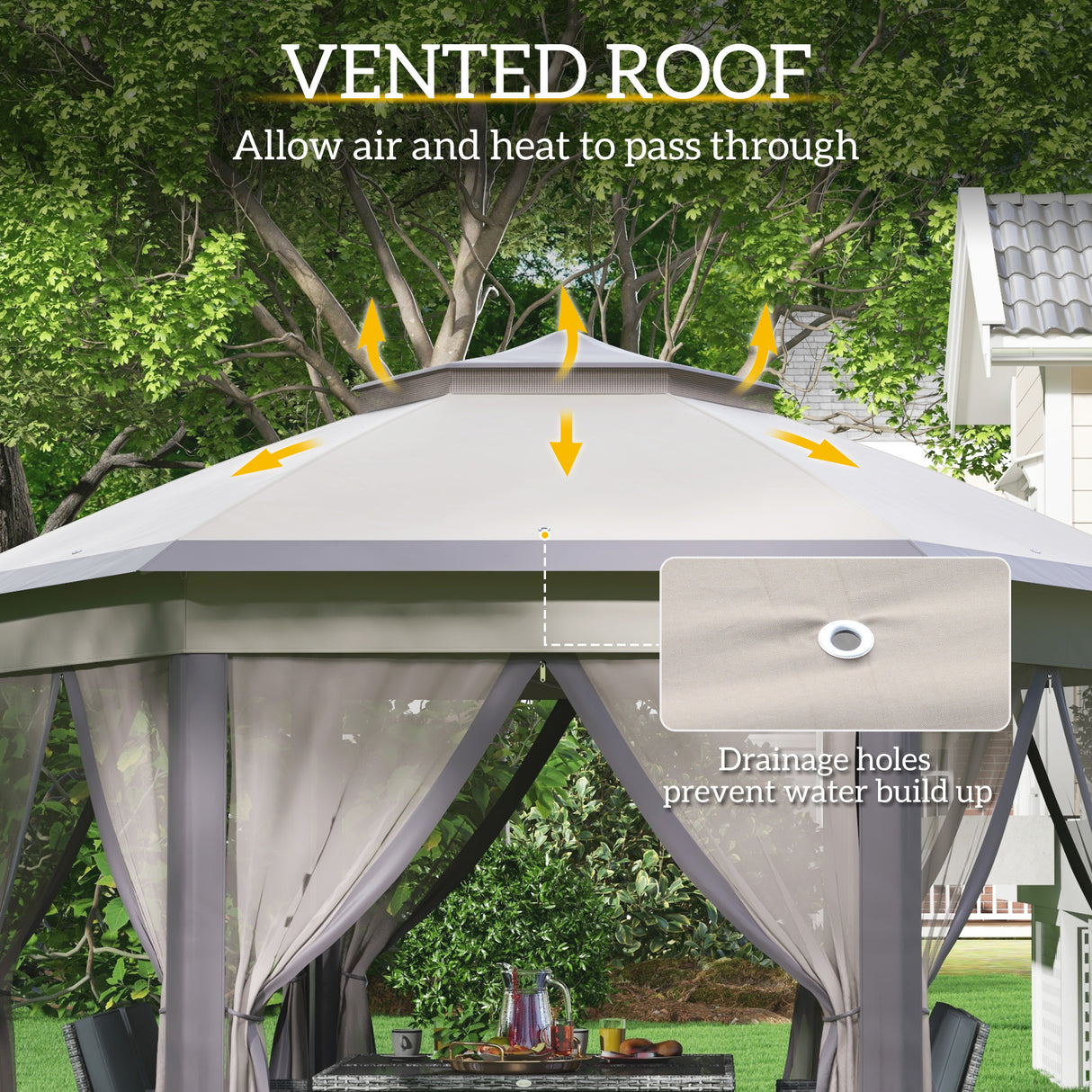 Metal Pop Up Gazebo Party Tent Canopy 405cm Width x 340cm Depth - Velmora