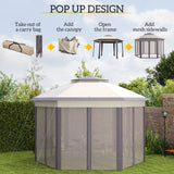 Metal Pop Up Gazebo Party Tent Canopy 405cm Width x 340cm Depth - Velmora