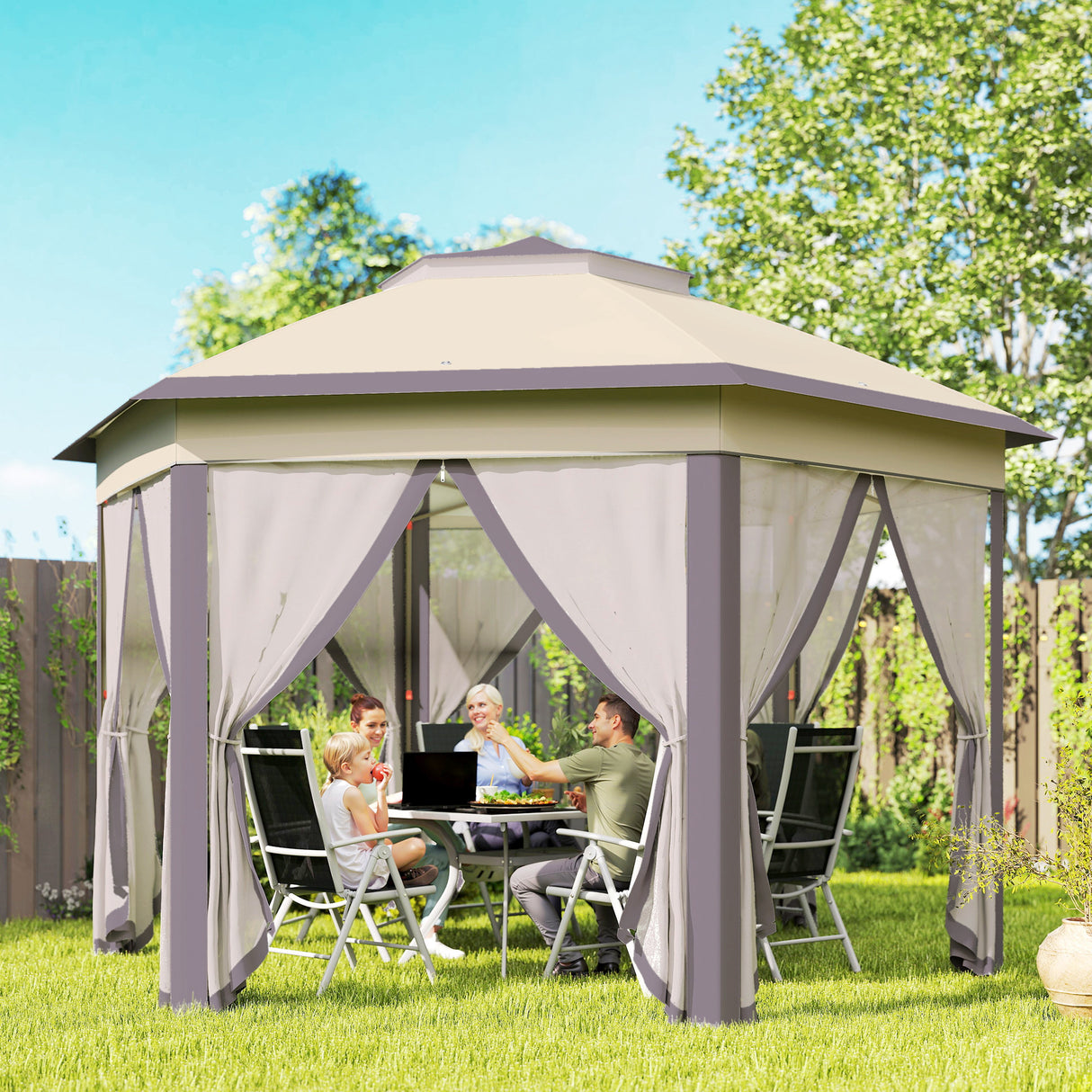 Metal Pop Up Gazebo Party Tent Canopy 405cm Width x 340cm Depth - Velmora