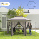 Metal Pop Up Gazebo Party Tent Canopy 405cm Width x 340cm Depth - Velmora