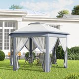 Metal Pop Up Gazebo Party Tent Canopy 405cm Width x 340cm Depth - Velmora