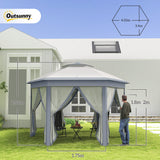 Metal Pop Up Gazebo Party Tent Canopy 405cm Width x 340cm Depth - Velmora