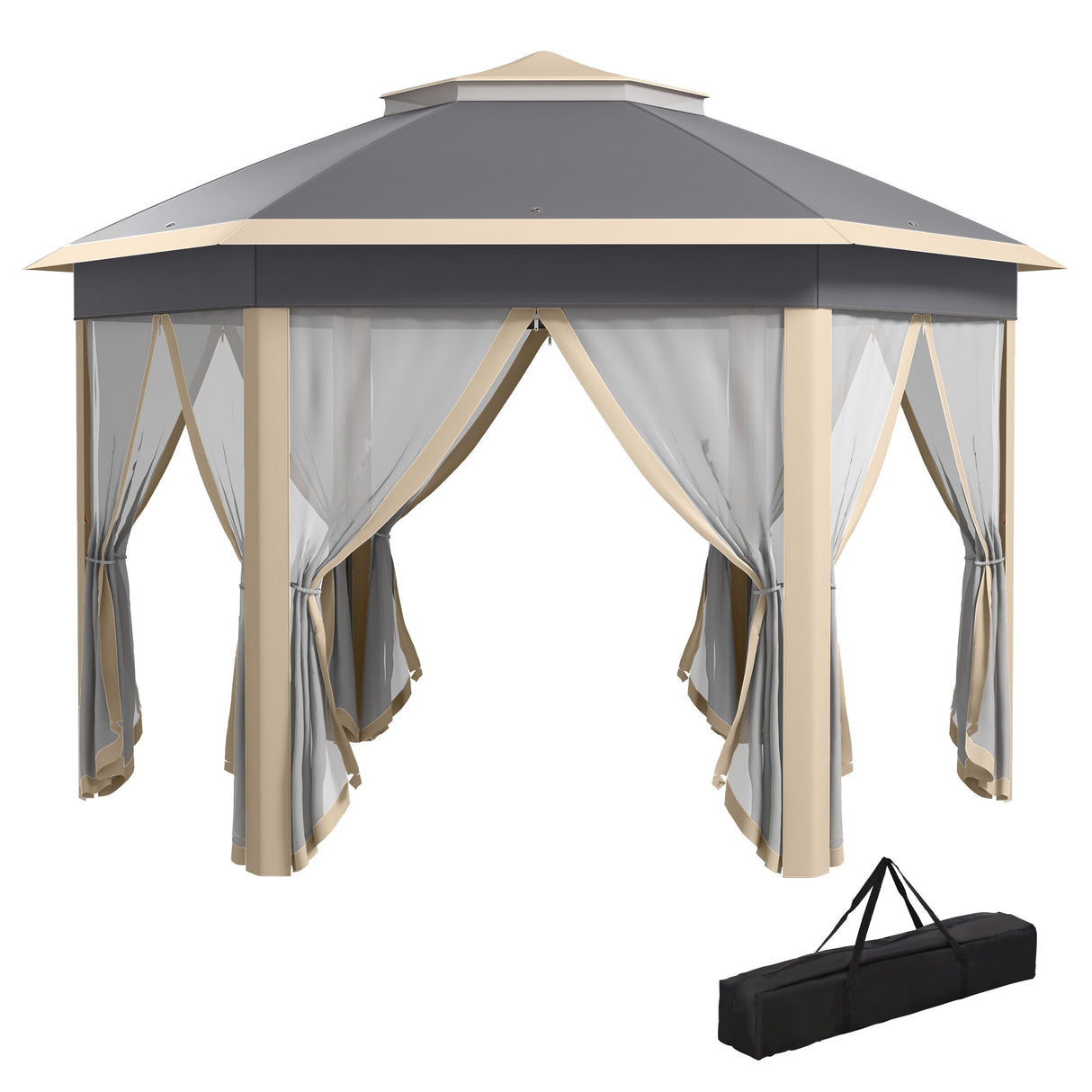 Metal Pop Up Gazebo Party Tent Canopy 405cm Width x 340cm Depth - Velmora