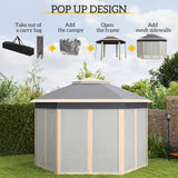Metal Pop Up Gazebo Party Tent Canopy 405cm Width x 340cm Depth - Velmora