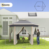 Metal Pop Up Gazebo Party Tent Canopy 405cm Width x 340cm Depth - Velmora
