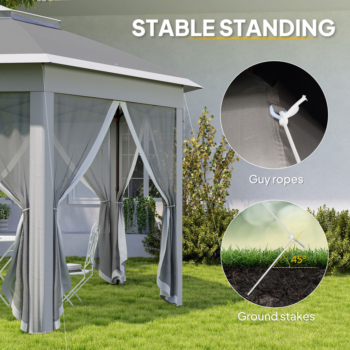 Metal Pop Up Gazebo Party Tent Canopy 405cm Width x 340cm Depth - Velmora