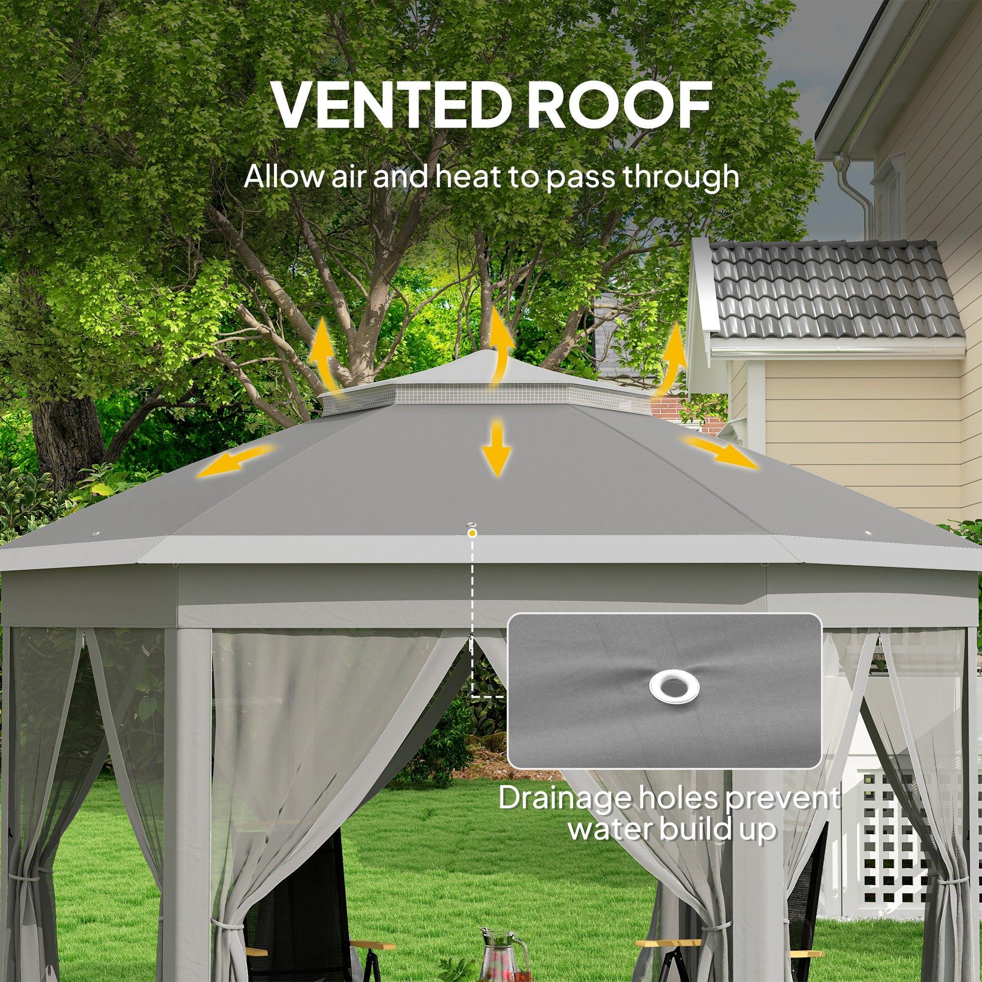 Metal Pop Up Gazebo Party Tent Canopy 405cm Width x 340cm Depth - Velmora