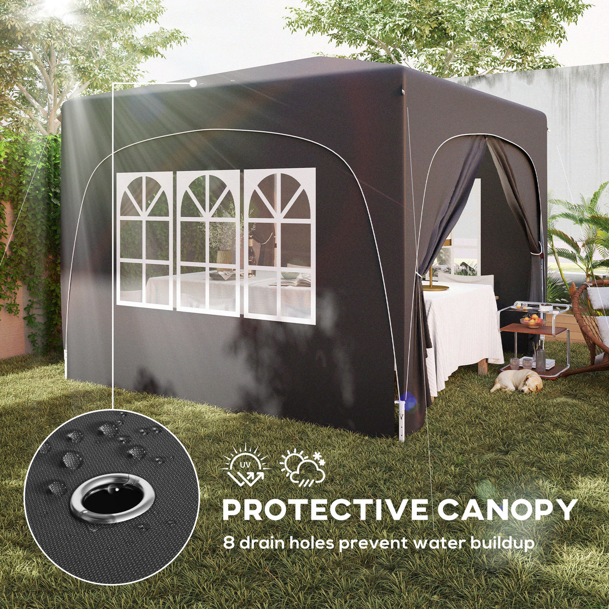 Metal Pop Up Gazebo Shelter 300cm Width x 300 Depth - Velmora