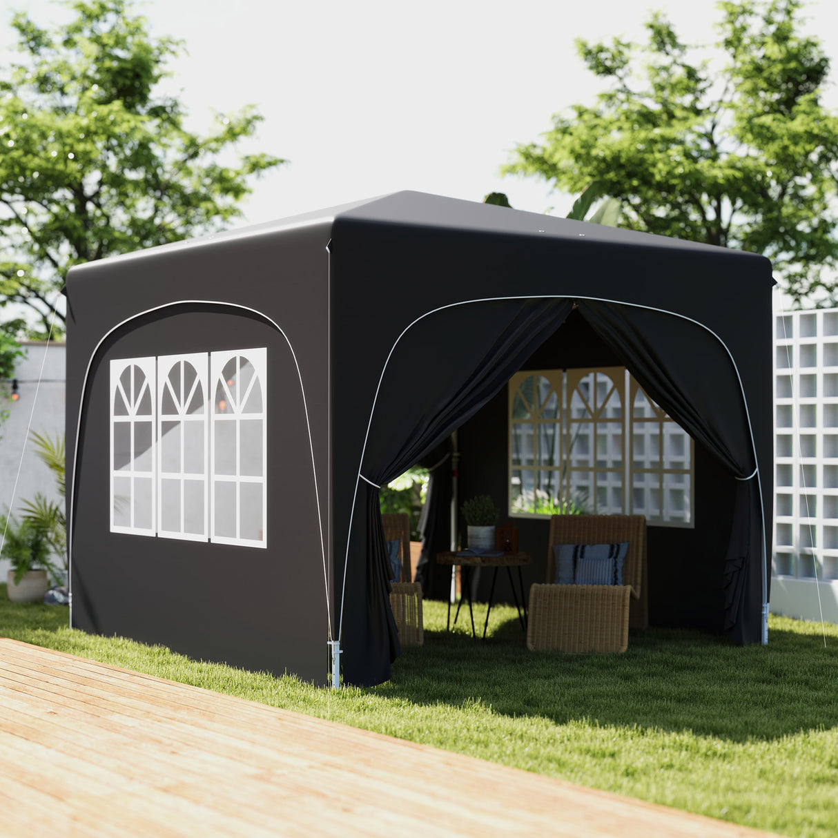 Metal Pop Up Gazebo Shelter 300cm Width x 300 Depth - Velmora