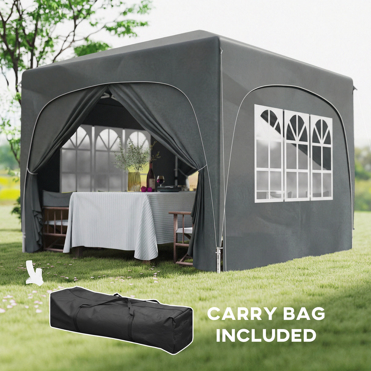 Metal Pop Up Gazebo Shelter 300cm Width x 300 Depth - Velmora