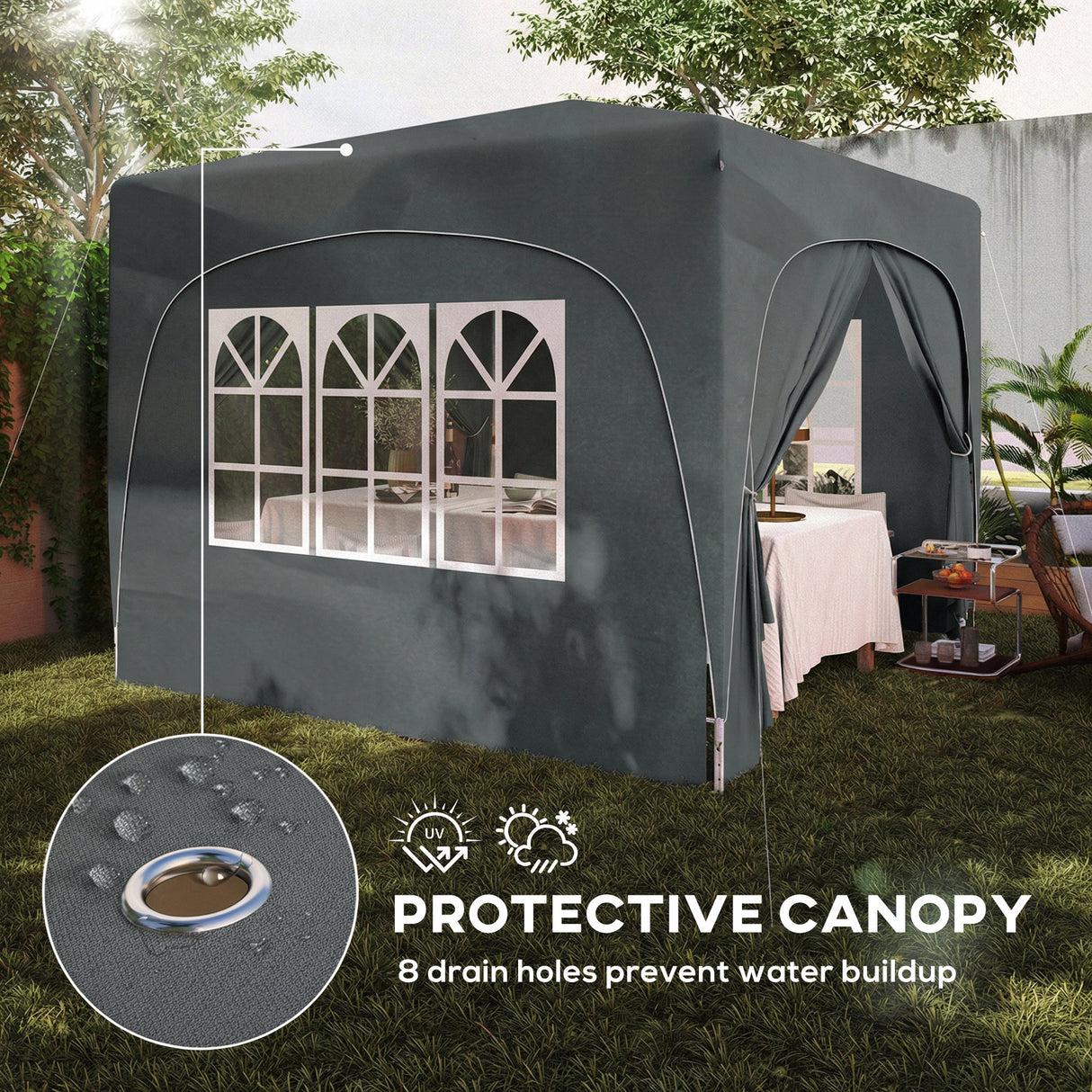 Metal Pop Up Gazebo Shelter 300cm Width x 300 Depth - Velmora