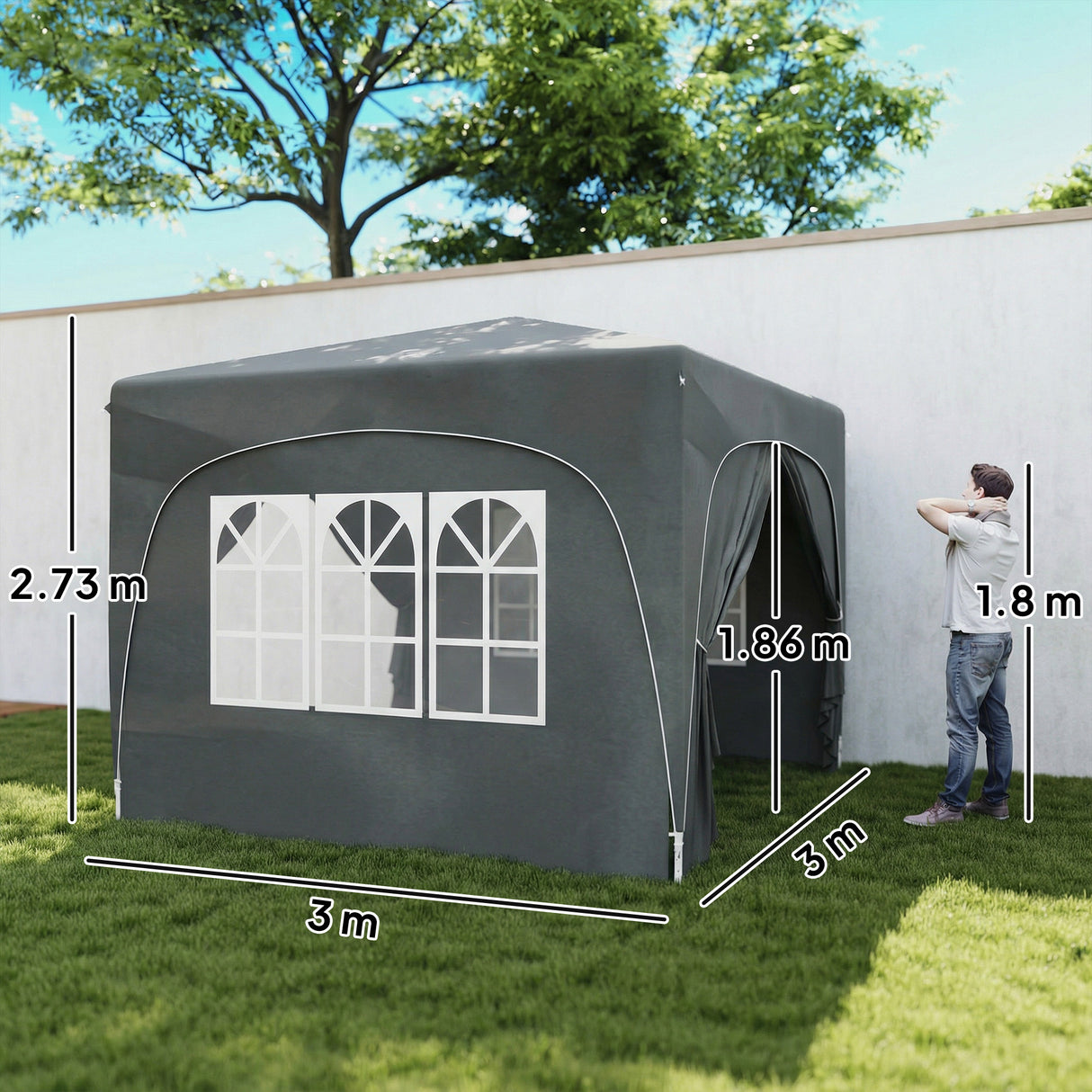 Metal Pop Up Gazebo Shelter 300cm Width x 300 Depth - Velmora
