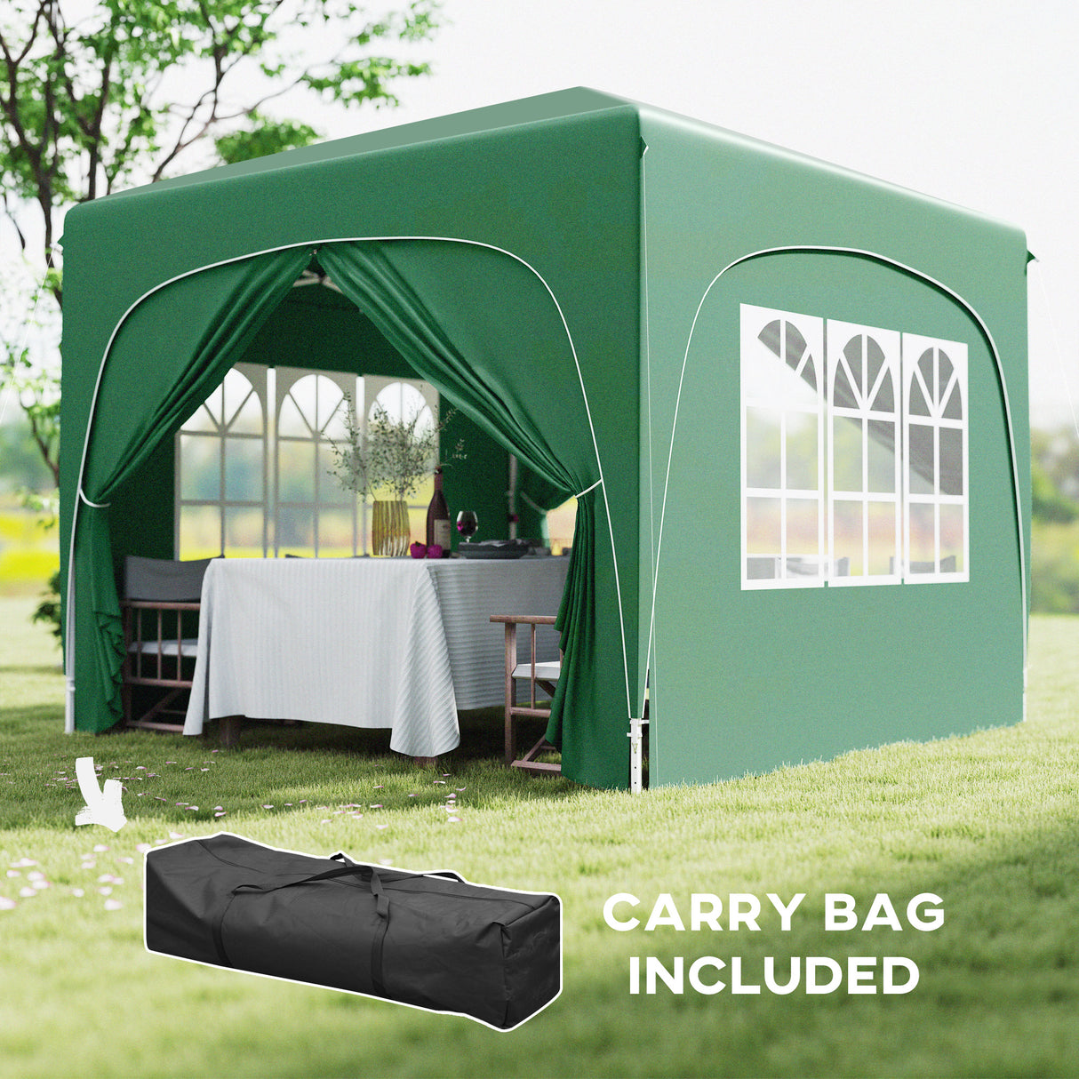 Metal Pop Up Gazebo Shelter 300cm Width x 300 Depth - Velmora