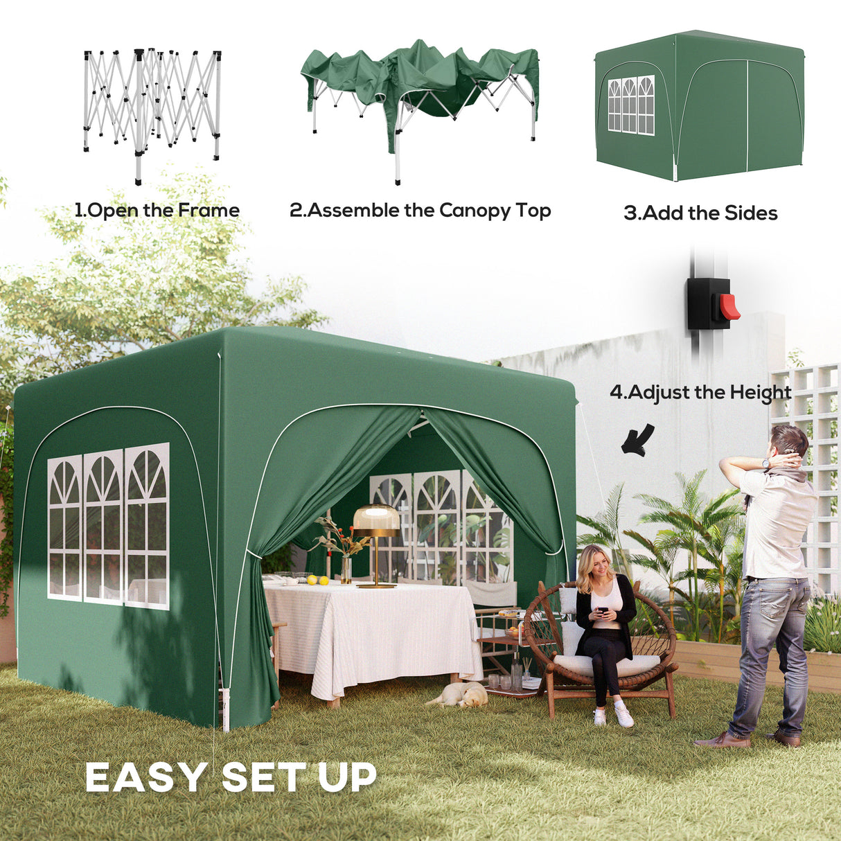 Metal Pop Up Gazebo Shelter 300cm Width x 300 Depth - Velmora